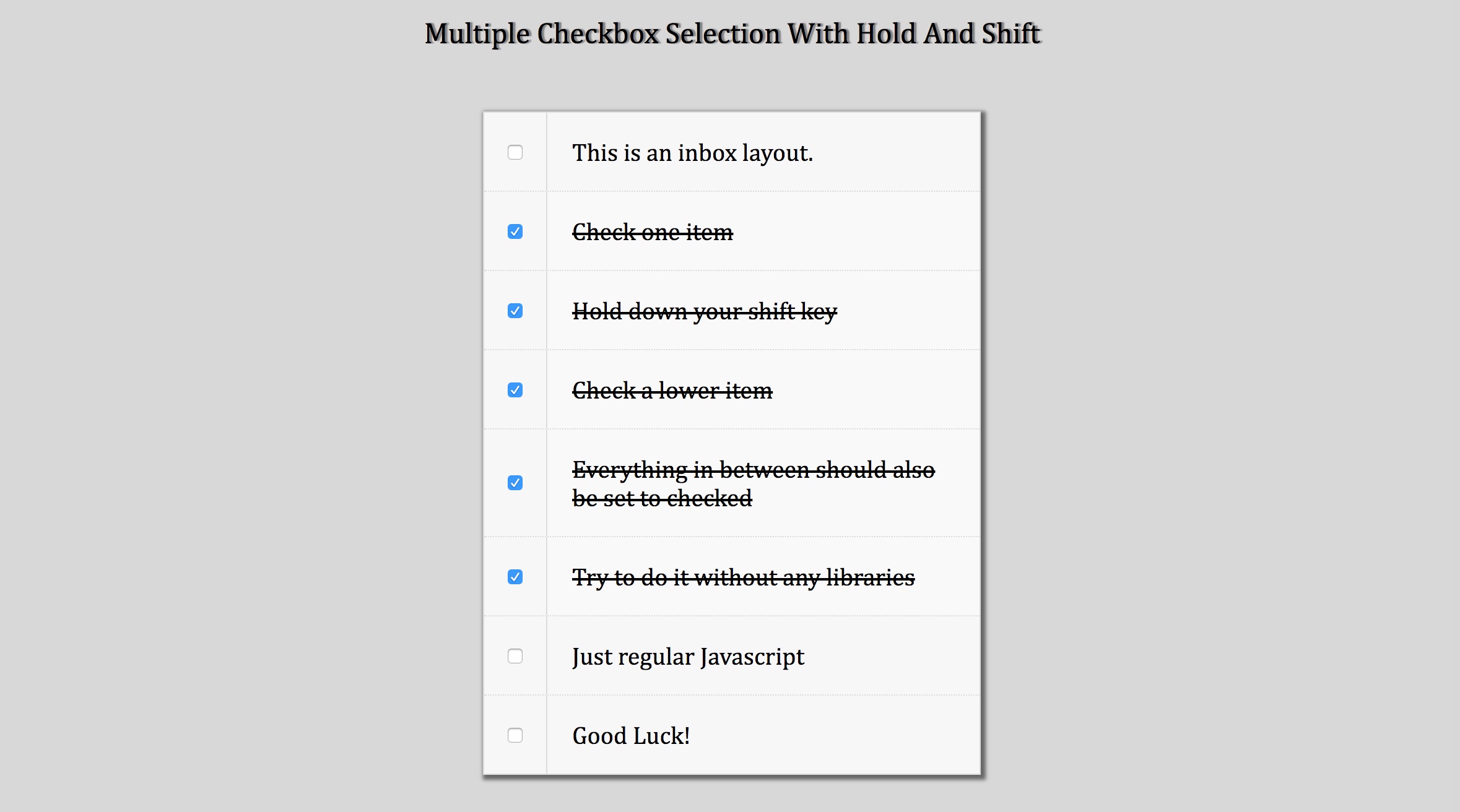 Multiple Checkbox Selection